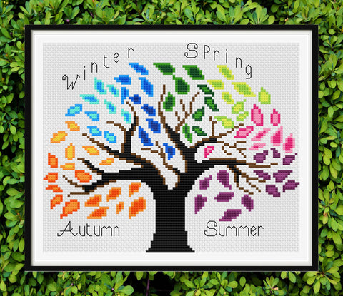 Seasons tree cross stitch kit