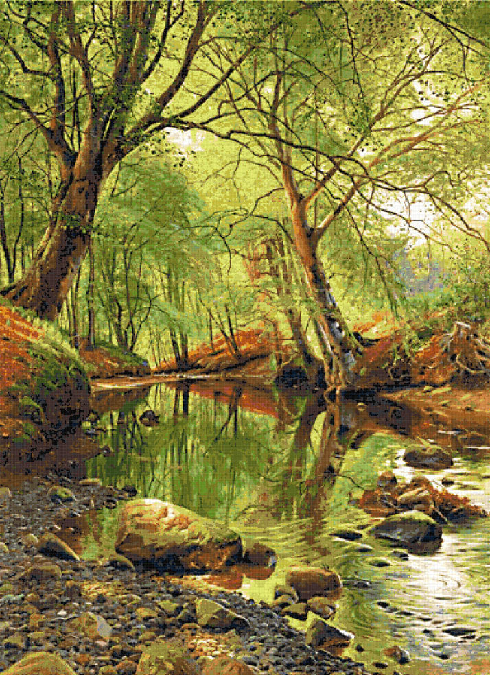 Forest stream (v3) landscape cross stitch kit | Yiotas XStitch