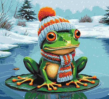 Winter frog cross stitch kit