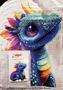 Blue baby dragon modern cross stitch kit - 2
