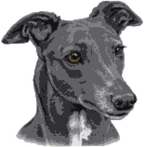 Grey and white greyhound (v3) cross stitch kit