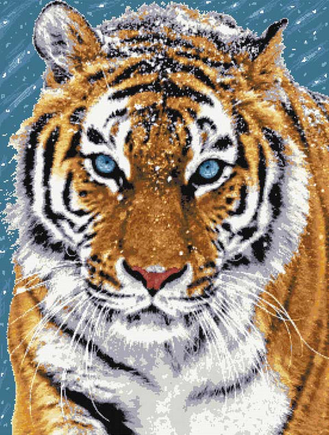 Tiger in snow (v3) counted cross stitch kit