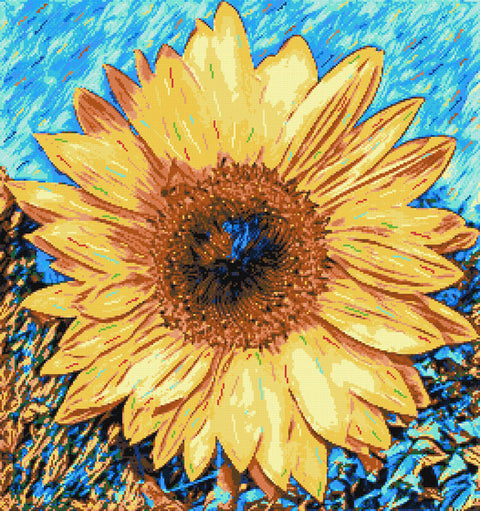 Abstract sunflower cross stitch kit