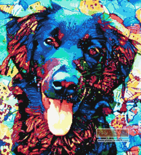 Abstract retriever counted cross stitch kit
