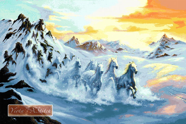 After the storm - horses full coverage cross stitch kit - 1