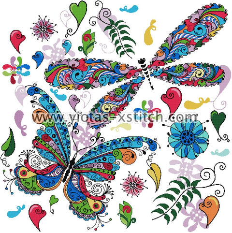 Colourful butterflies counted cross stitch kit