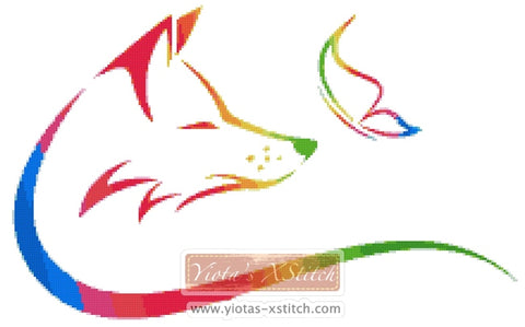 fox with butterfly modern cross stitch kit