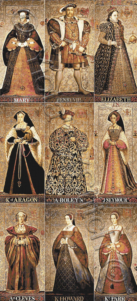 Henry VIII, wives and daughters giant full coverage cross stitch kit