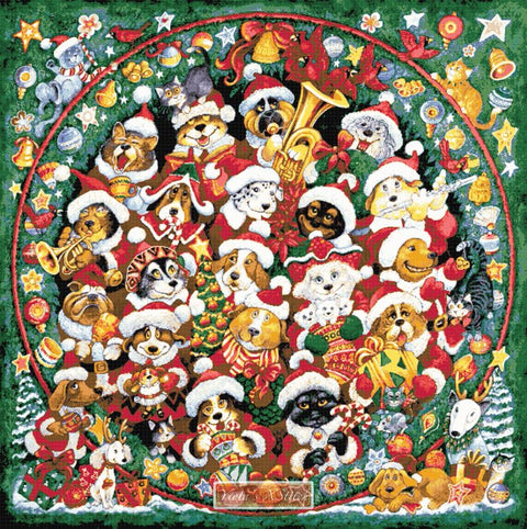 Santa paws dogs Christmas full coverage cross stitch kit