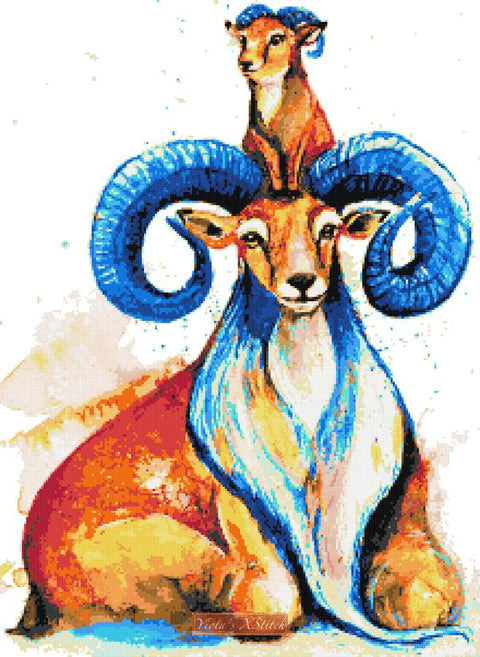 Uncanny urial sheep modern counted cross stitch kit