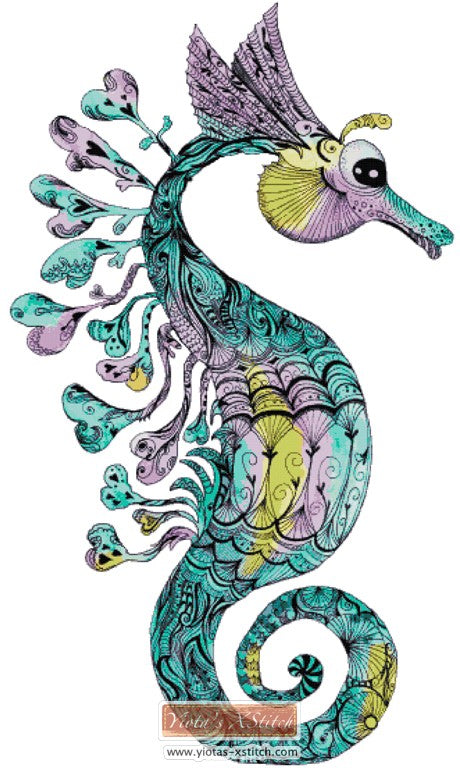 Watercolor seahorse cross stitch kit