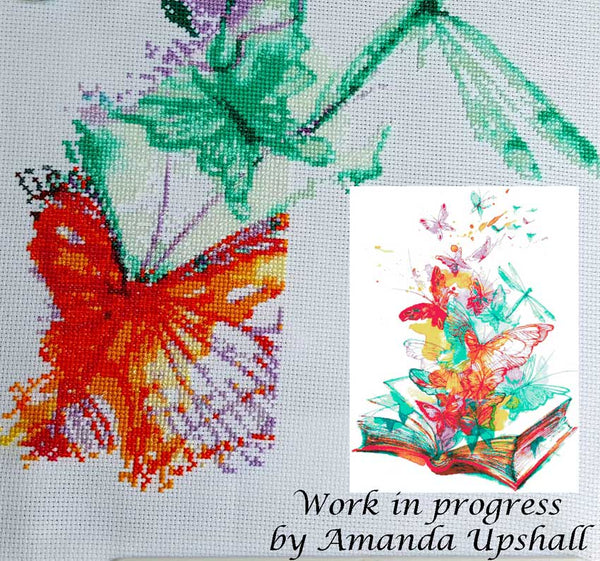 Abstract book with butterflies modern cross stitch kit - 2
