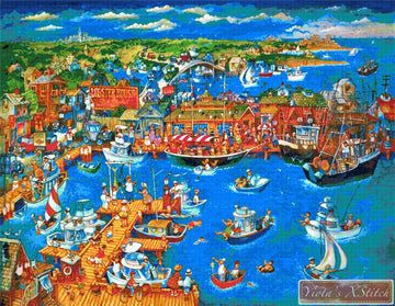 Cape may lobster, seaside full coverage cross stitch kit