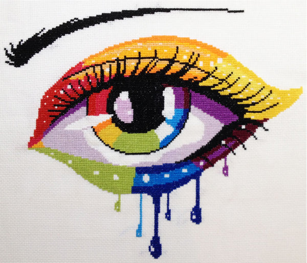 Rainbow abstract eye modern cross stitch kit - 1