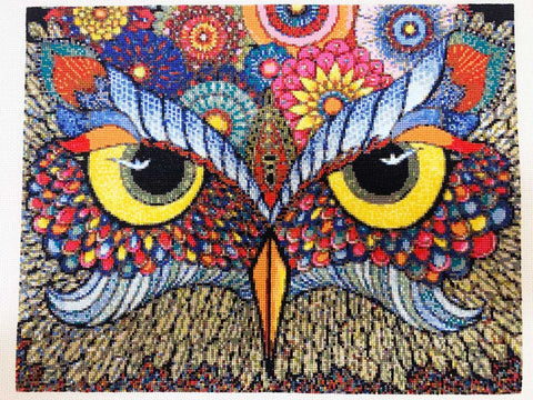 owl face mandala cross stitch kit