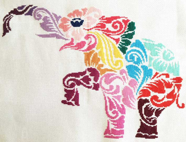 Tribal elephant multicolour modern cross stitch kit - 2