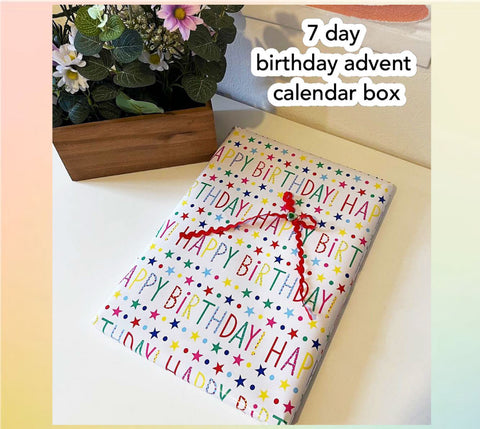 7 Day birthday cross stitch advent calendar box