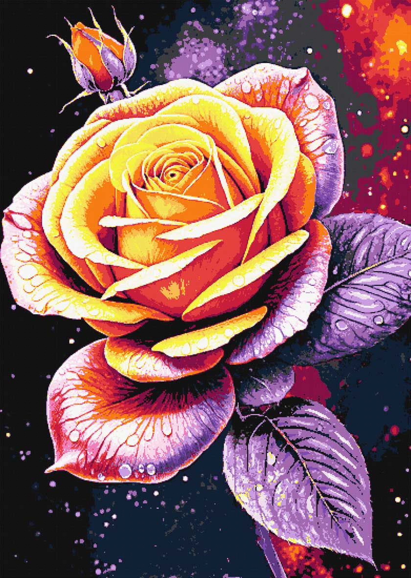 Abstract rose cross stitch kit