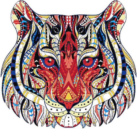 Kit de point de croix Tigre abstrait (v2)