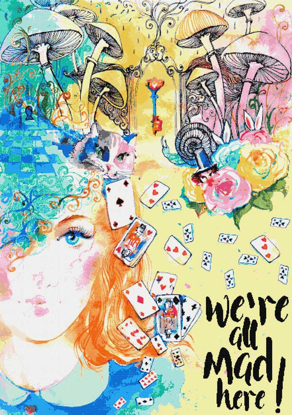 Alice im Wunderland Aquarell (v2) Zählstickset