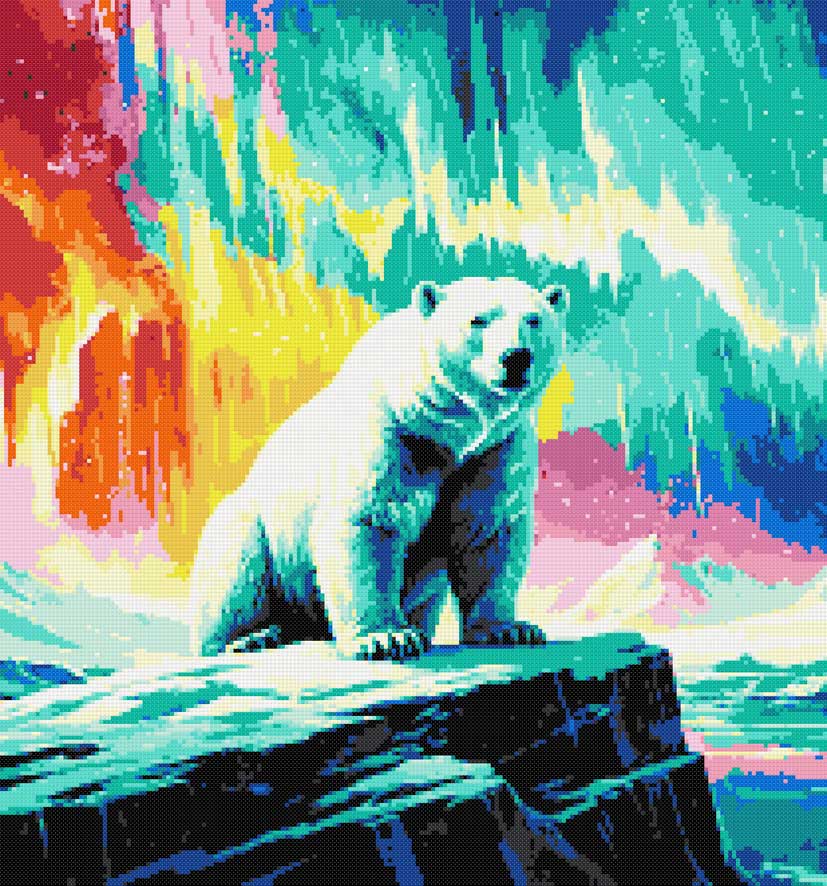 Aurora polar bear cross stitch kit