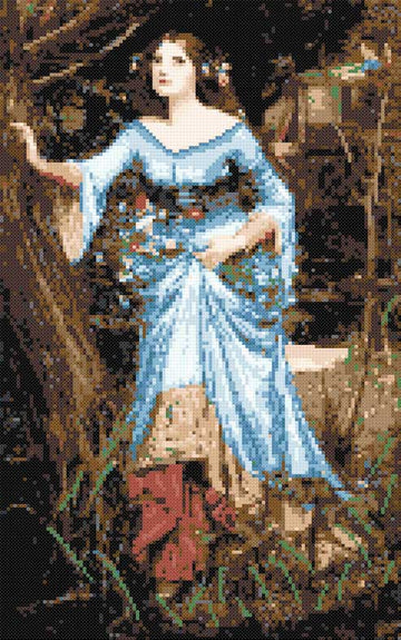 Blaues Ophelia Waterhouse Kreuzstich-Set