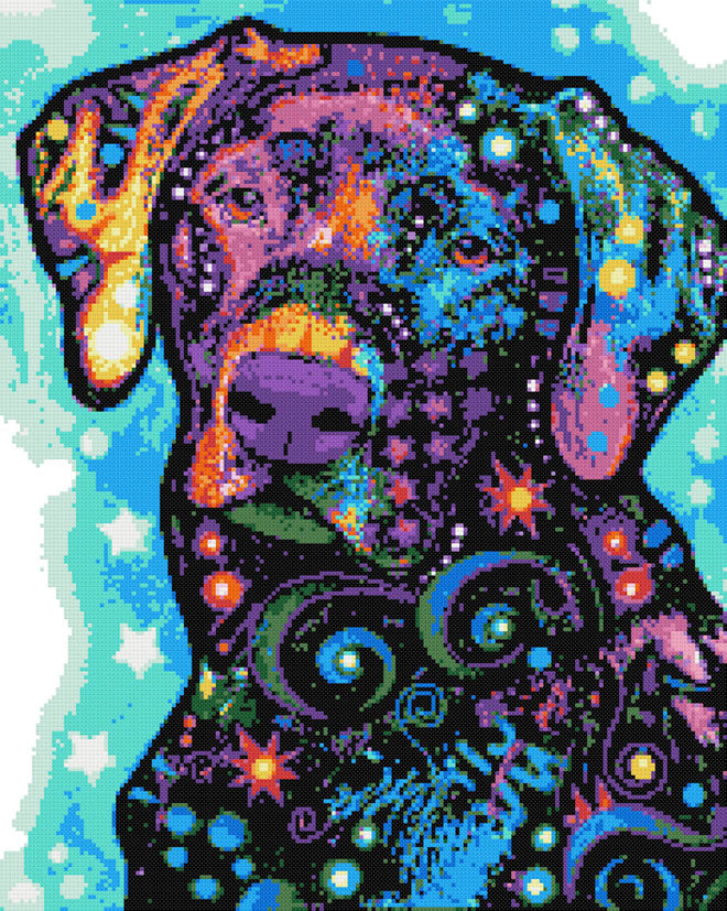 Blue labrador (v2) abstract cross stitch kit