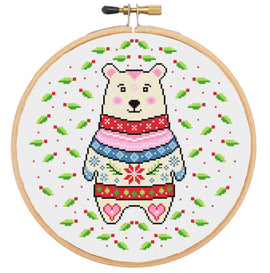 Christmas polar bear cross stitch kit