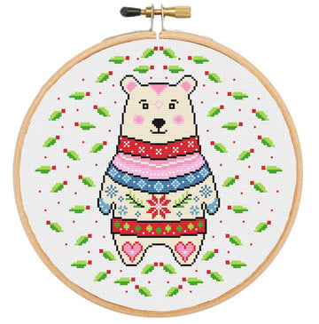 Christmas polar bear cross stitch kit