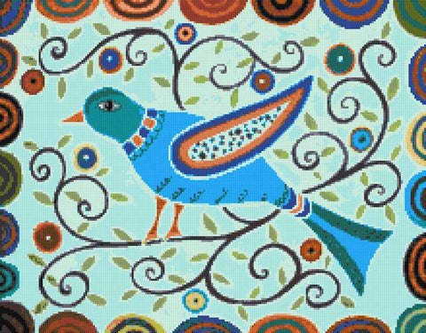 Folk bird (v2) cross stitch kit