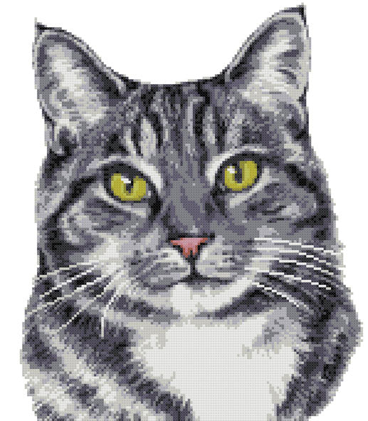 Grey tabby cat cross stitch kit - 1