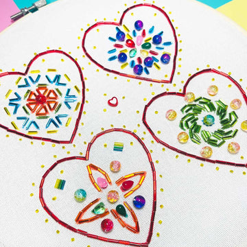 Hearts embroidery bead kit