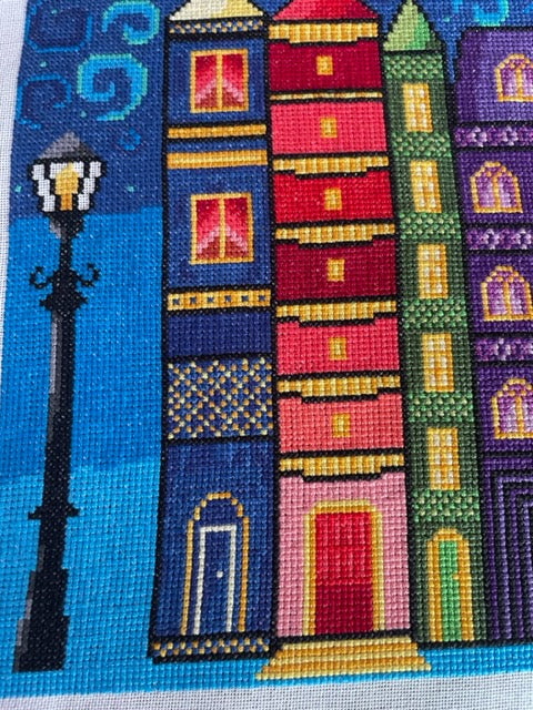 Book village (v2) modern cross stitch kit