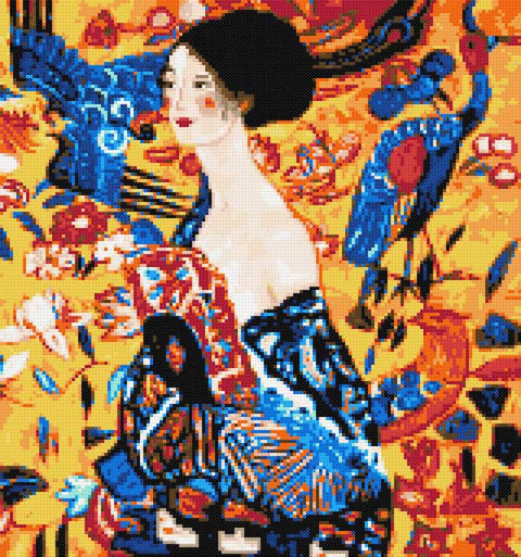 Lady with fan (v4) Klimt fine art cross stitch kit