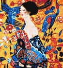 Dame mit Fächer (v4) Klimt Kreuzstich-Set-1