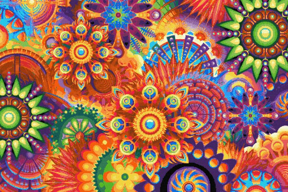 Mandala Parade Nr. 2 – Kreuzstich-Set mit vollständiger Abdeckung