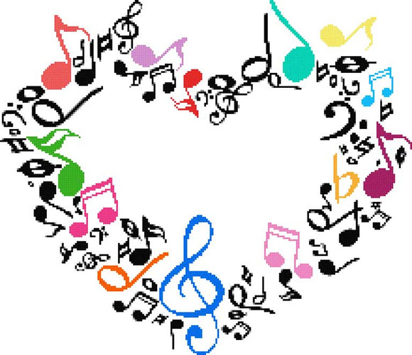 Kit de point de croix moderne « Cœur musical » (v2)