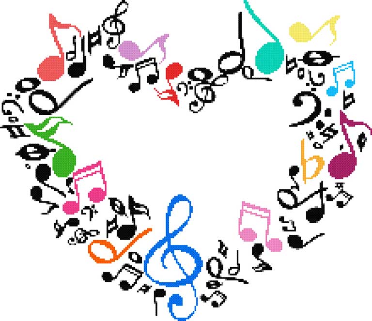 Music heart (v2) modern cross stitch kit