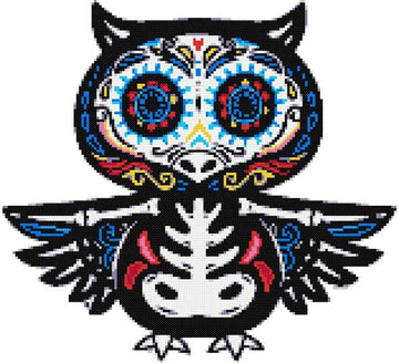 Owl sugar skull (v2) cross stitch kit