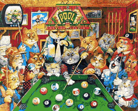 Pool cats (v2) full coverage cross stitch kit