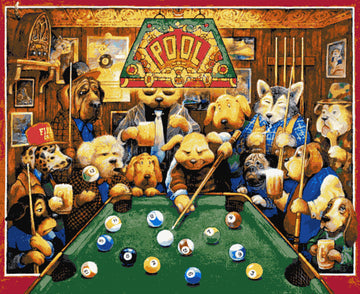 Pool dogs (v2) full coverage cross stitch kit
