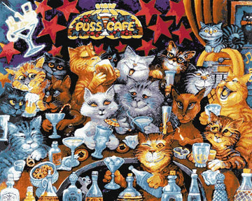 Puss, cat cafe (v2) full coverage cross stitch kit
