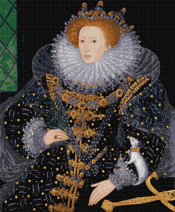 Königin Elisabeth I. von England (v2) – Riesen-Kreuzstichset mit vollständiger Abdeckung