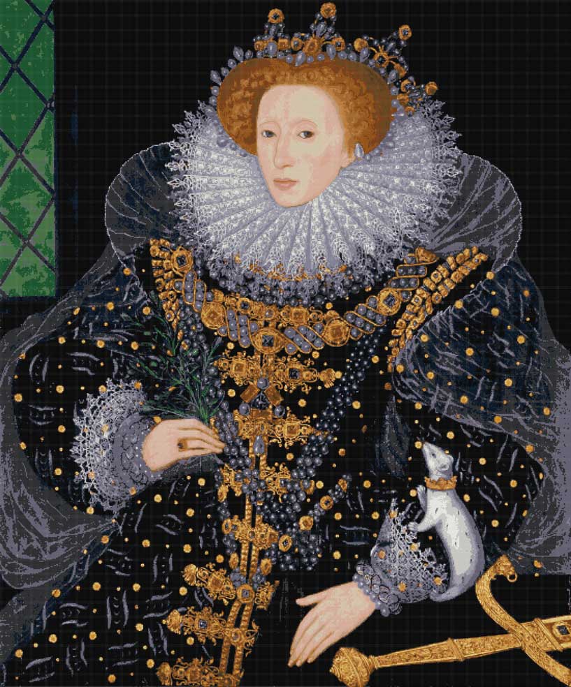Kit de point de croix complet de la reine Élisabeth I d'Angleterre (v2)