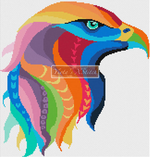 Rainbow eagle modern cross stitch kit