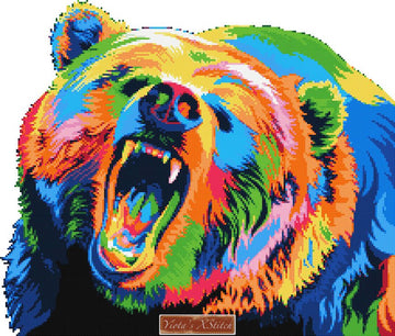 Rainbow bear (v3) modern cross stitch kit