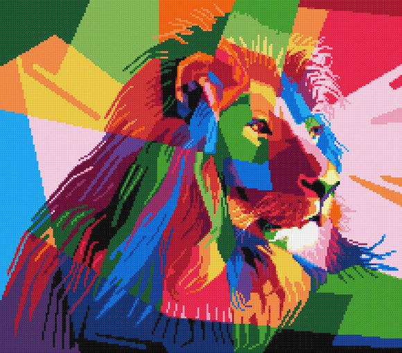 Rainbow lion (v4) modern cross stitch kit