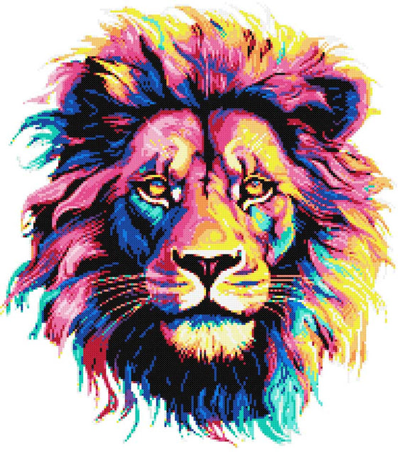 Rainbow lion (v5) cross stitch kit
