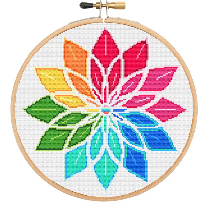 Rainbow star modern cross stitch kit