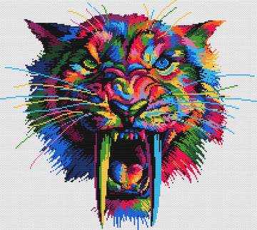 Sabertooth (v2) tiger modern cross stitch kit